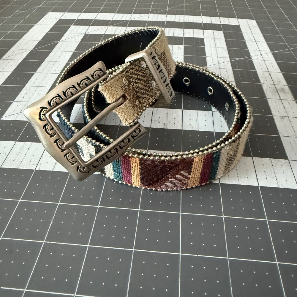 Southwestern Woven Tapestry Belt Silver Buckle Large Elite Fresno California